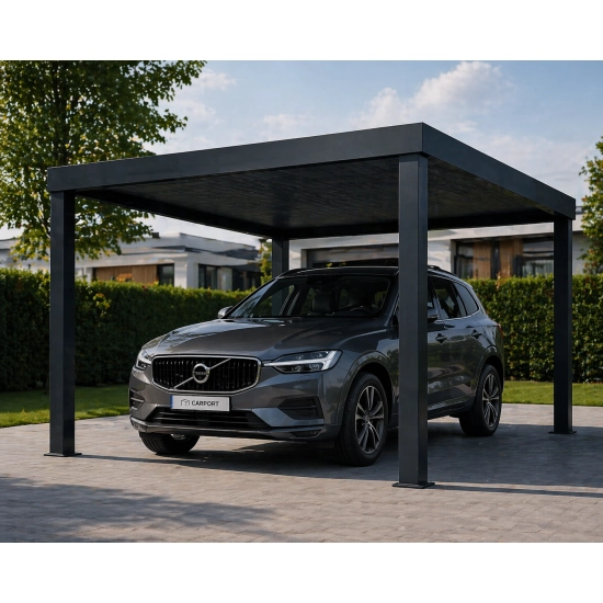 Carport wolnostojący antracyt RAL 7016 – aluminiowa wiata na samochód